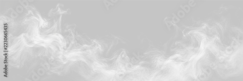 Obraz na plátně Whirling white smoke curls upward against a black background