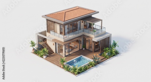 3D Isometric Modern House Project