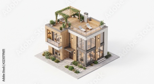 3D Isometric Modern House Project