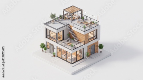 3D Isometric Modern House Project