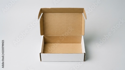 Open Cardboard Box on a White Background.