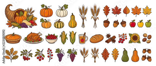 Harvest Icons Collection Isolated Transparent Background