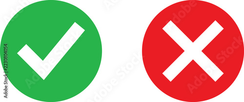 Green check mark and red cross mark symbols for right and wrong choices