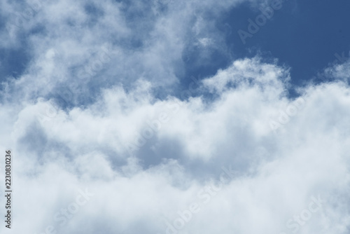 Close up of cumulus cloud. The clouds have flat bases and are often described as puffy, cotton like or fluffy in appearance