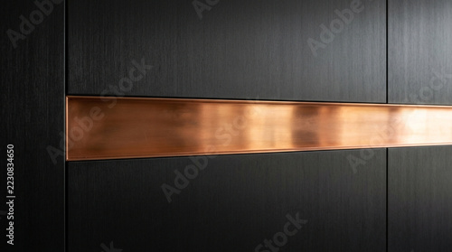 Modern Black Textured Surface with Copper Accent Strip