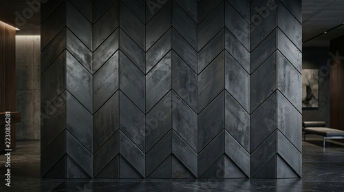 Modern Chevron Wall Texture - Dark Industrial Interior Design