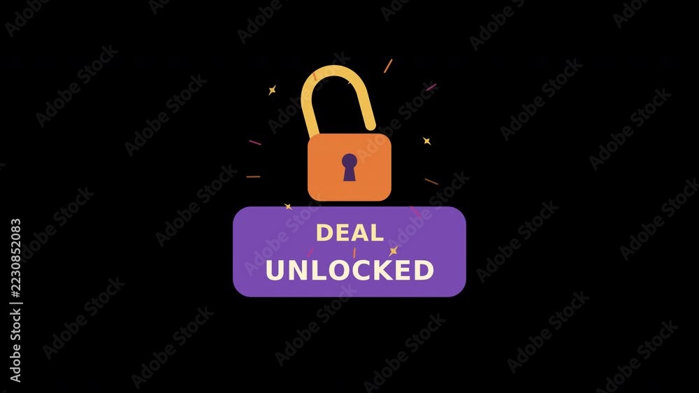 Deal Unlocked Animated Alpha Transparent Video 4K Stock Video | Adobe Stock