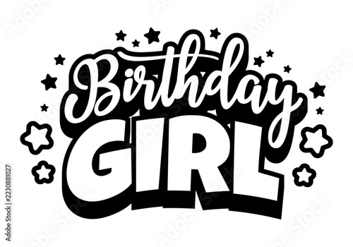 Vector Birthday Girl Illustration on White Background