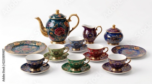 vintage blue floral porcelain tea set