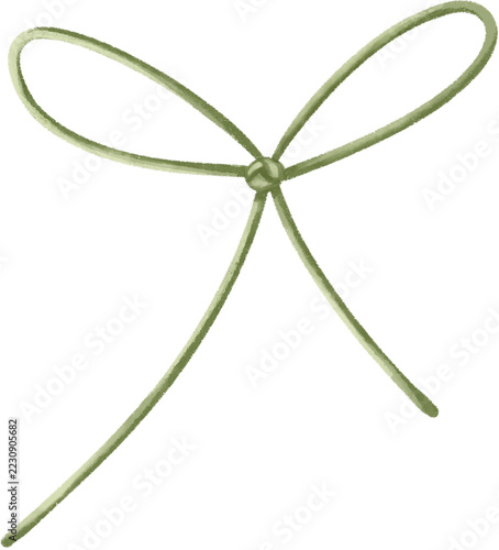 Olive Green Minimal Ribbon Bow with Long Ends