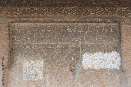 Amba-Ambika group of caves, a rock-cut caves of The Manmodi or Manmukud Caves complex, an unfinished Chaitya-cave and a number of ruined cells and viharas, Junnar, Pune, Maharashtra, India.