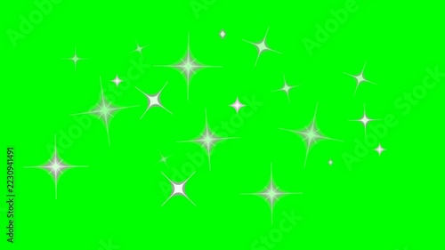 Animated glowing magic stars twinkling and sparkling on green screen