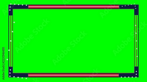 Patriotic decorative edge animation on green screen background