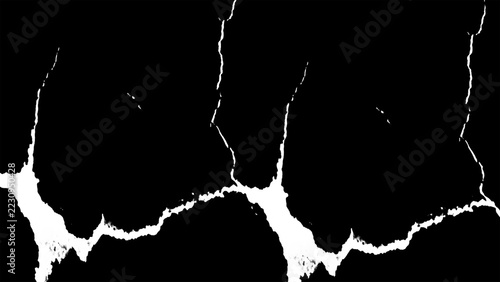 White Vertical Lightning Crack on Black Background with Copy Space