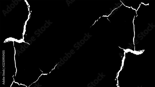 White Branching Lightning Cracks Framing a Black Background