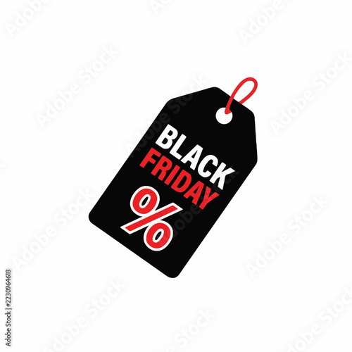 black friday sale tag with percent symbol flat vector icon isolated on white background