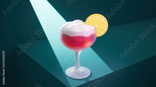 Cocktail with Foam and Citrus Garnish
