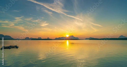 Beautiful Time lapse of Majestic sunrise or sunset sky landscape,Amazing light of nature cloudscape sky and Clouds moving away rolling,Colorful sunrise over sea timelapse,Travel and nature background