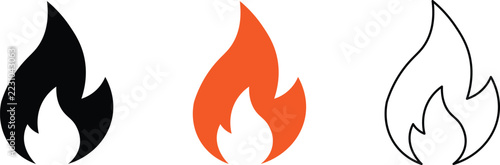 Fire flame icon set vector illustration isolated on white background