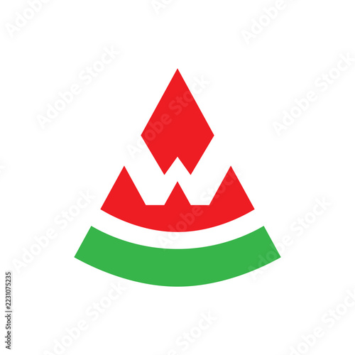 Modern Minimalist Watermelon Crown Letter W Logo