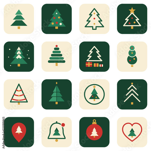 Minimalist Christmas and winter holiday icon set