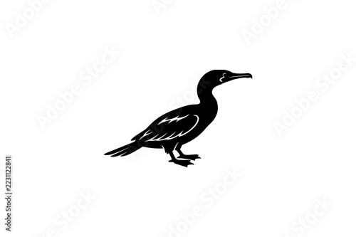 minimalist black silhouette cormorant bird