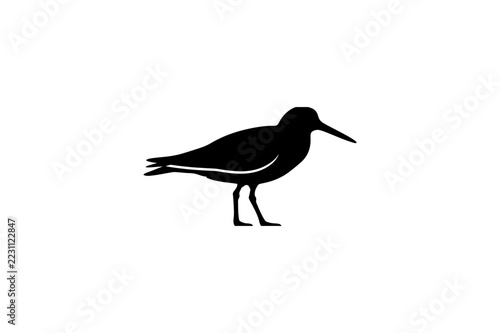 minimalist black silhouette shorebird icon