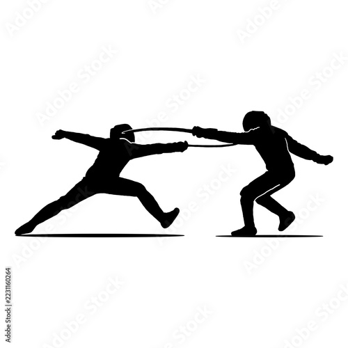 Obraz na plátně silhouette of fencing bout