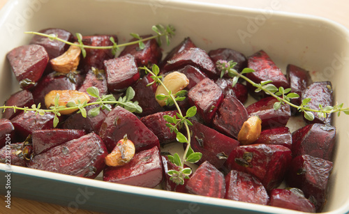 Roasted beetroot with garlic and thyme