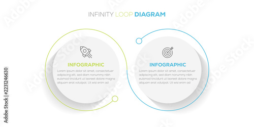 Business infographic diagram chart. Cycle Loop process 2 steps, options. Vector infographic.
