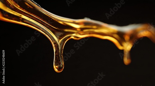 viscosity. Golden oil-like liquids merging and dripping slowly on black background. bar promotions, beverage menus, designed for product packaging and bar promotions, used by motion designers.