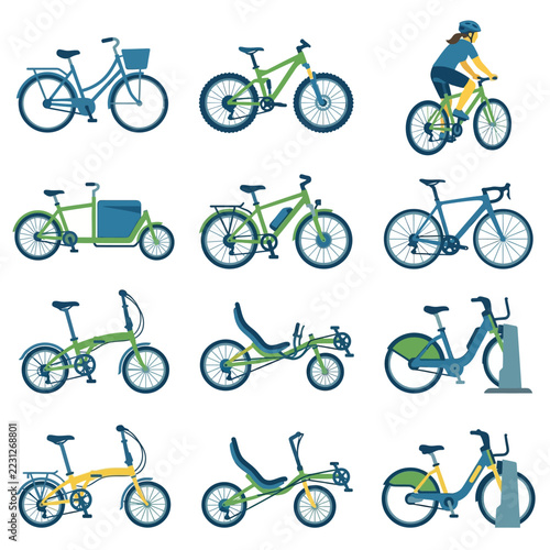Collection of Various Bicycle Types and Designs.