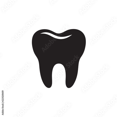 Minimalist black tooth icon.
