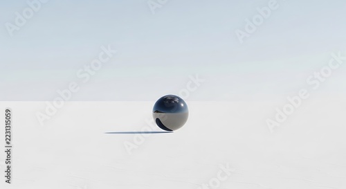 Minimalist 3D rendered sphere on a clean white surface.