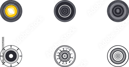 Abstract Concentric Circle Vector Graphic Designs Collection on White