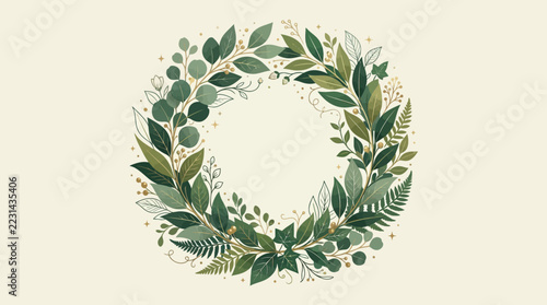 Illustration leaf wreath concept illustration with colorful elements for creative decoration and seasonal celebration isolated background