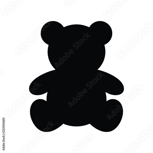 Teddy Bear Toy Black Silhouette Icon