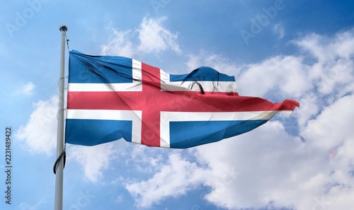 Obraz na plátně Iceland flag - realistic waving fabric flag