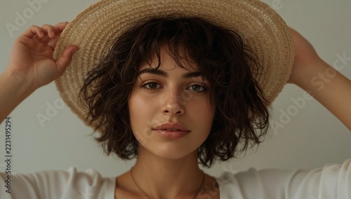 A woman wearing a hat