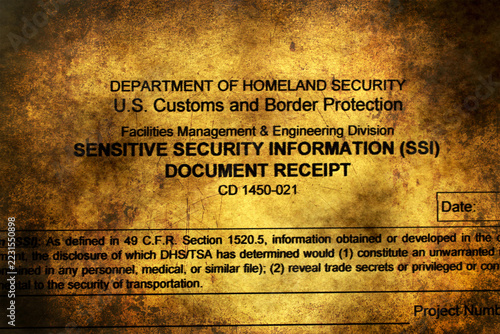 Sensitive Security Information Document on Distressed Grunge Background