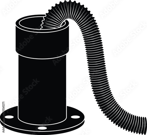 A clean black and white illustration depicting a flexible hose pipe vector