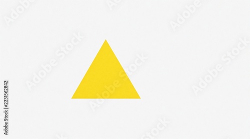 Minimalist yellow triangle shape on plain white background. Simple geometric illustration with bright color. Abstract triangular symbol for modern graphic design, branding, web icon. Clean flat