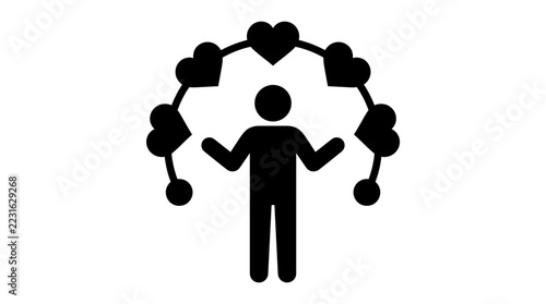 Person Juggling Hearts Symbol Icon Silhouette