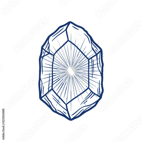 Detailed Gemstone Illustration with Radiating Facets.