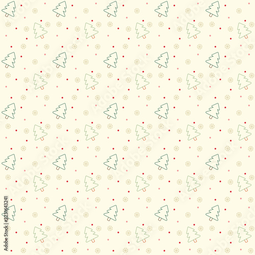 Minimalist Christmas Tree Snowflake Star Seamless Pattern Winter Holiday Background