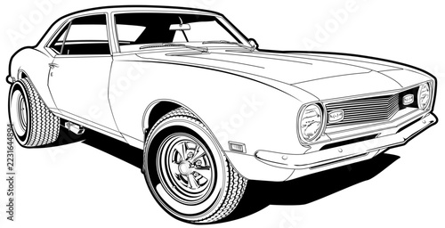 Obraz na plátně Muscle Car Line Art