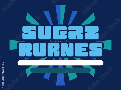 Modern Gaming Title Logo Design for Sugrz Rurnes with Blue Radial Sunburst Background