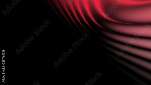 Abstract red metallic vortex waves moving on black background animation.