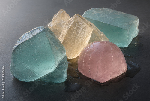 Blue and Pink Purple Quartz Crystal Mineral Stone Isolated on White Background, Close-Up Macro Photography of Natural Colorful Gemstone with Unique Geological Texture