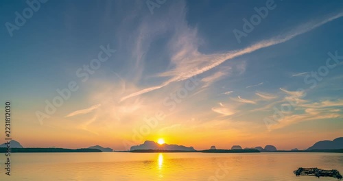Beautiful 4K Time lapse of Majestic sunrise or sunset clouds sky landscape,Amazing colorful light of nature cloudscape sky background